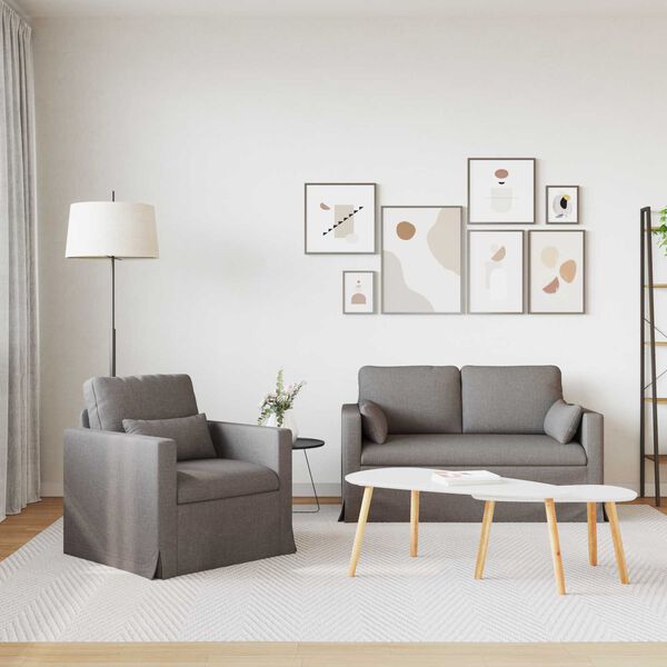 vidaXL Sof&aacute; 2 pcs Cinzento-acastanhado 139 x 78 x 80 cm tecido