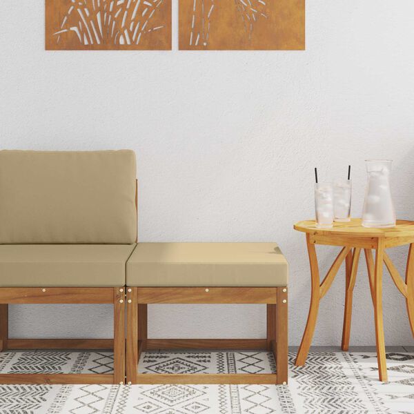 vidaXL Pufe para Exterior Madeira S&oacute;lida de Ac&aacute;cia Natural