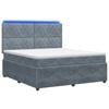 vidaXL Cama Box com LED e Colch&atilde;o Cinzento-Escuro 160 x 200 cm Veludo