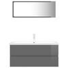 vidaXL Conj. de móveis de casa de banho contraplacado cinza brilhante