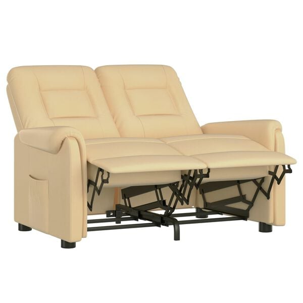 vidaXL Poltrona massagens 2 lug. reclinável tecido microfibra creme