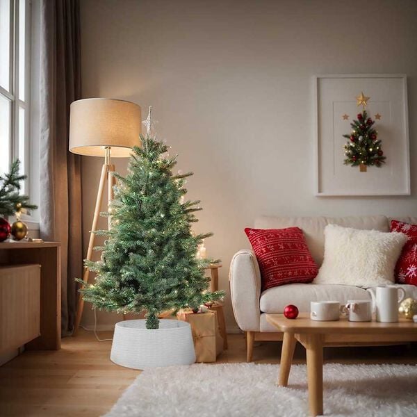 vidaXL Saia para árvore de Natal Ø65x23 cm plástico branco