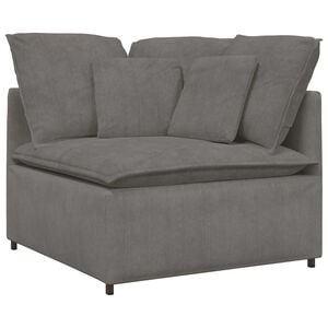 vidaXL M&oacute;dulo de canto para sof&aacute; modular com almofadas, cinza claro, 100 cm
