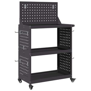 vidaXL Carro de Ferramentas Preto 65 x 35 x 111 cm A&ccedil;o laminado a frio