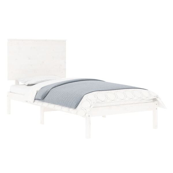 vidaXL Estrutura de cama solteiro 90x190 cm madeira maciça branco