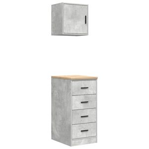 vidaXL Arm&aacute;rios de garagem 2 pcs madeira processada cinzento-cimento