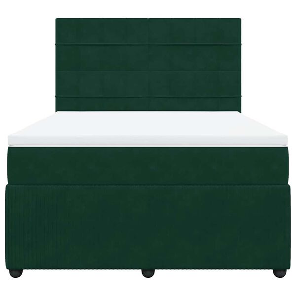 vidaXL Cama com molas/colch&atilde;o 140x190 cm veludo verde-escuro