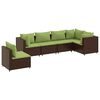 vidaXL 6 pcs conj. lounge jardim c/ almofad&otilde;es 6 pcs vime PE castanho