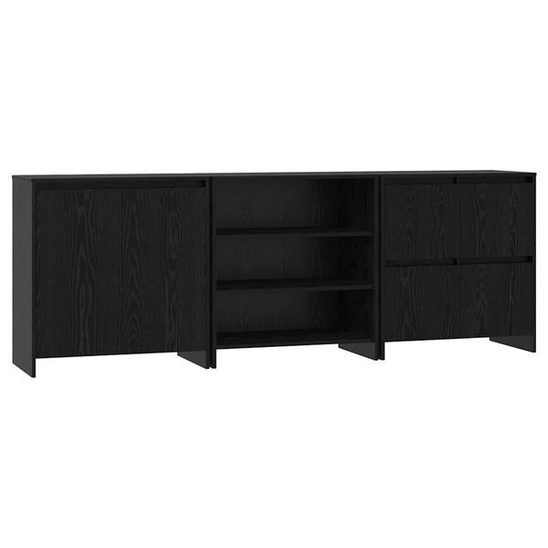 vidaXL Buffet 3 pcs Carvalho Preto 70 x 41 x 75 cm Madeira processada