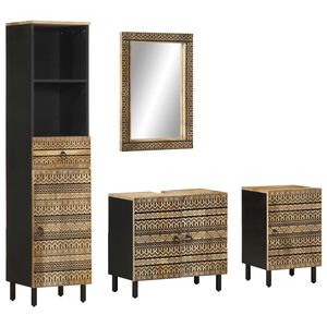 vidaXL 4 pcs conj. m&oacute;veis p/ casa de banho madeira de mangueira maci&ccedil;a
