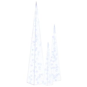 vidaXL Conj. cones decorativos c/ LEDs azuis acr&iacute;lico 60/90/120 cm