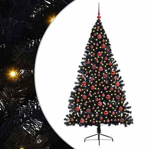 vidaXL &Aacute;rvore de Natal Artificial Pr&eacute;-iluminada Preto 180 cm PVC