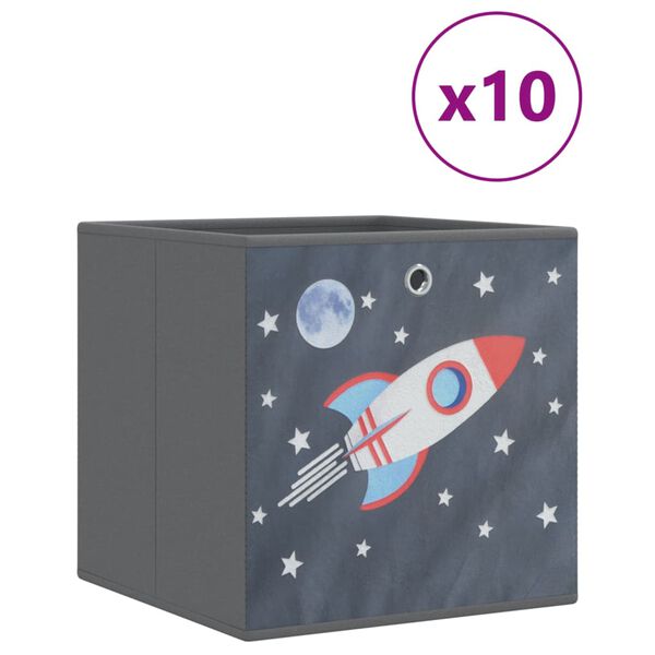 vidaXL Caixas de arruma&ccedil;&atilde;o dobr&aacute;veis 10 pcs 32x32x32 cm TNT cinzento