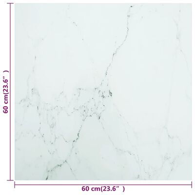 vidaXL Tampo mesa 60x60 cm 6 mm vidro temperado design mármore branco
