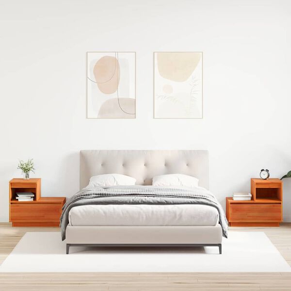 vidaXL Arm&aacute;rio de Cabeceira 2 pcs Marrom Cera 60 x 34 x 51 cm