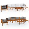 vidaXL Conjunto de lounge de jardim vidaXL com 7 pe&ccedil;as e almofadas em madeira de ac&aacute;cia creme e corda