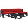 vidaXL 4 pcs conj. lounge paletes c/ almofad&otilde;es pinho impregnado preto