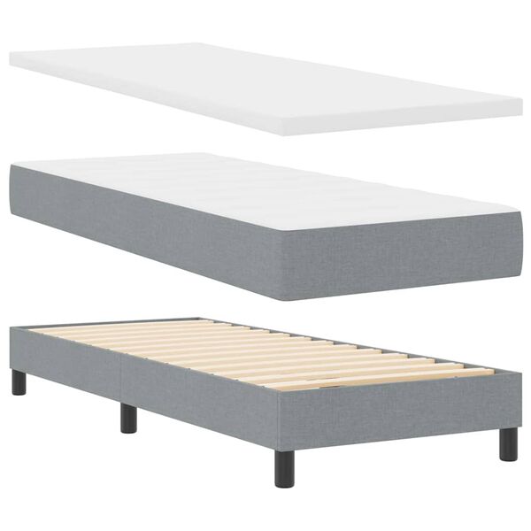 vidaXL Cama Box com colch&atilde;o Cinzento-claro 200 x 80 cm Poli&eacute;ster