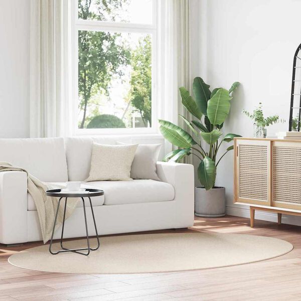 vidaXL Tapetes de &aacute;rea Oval HUARTE Bege 160 x 230 cm 100% Poli&eacute;ster