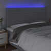 vidaXL Cabeceira cama c/ luzes LED tecido 180x5x118/128cm cinza-claro