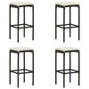 vidaXL Bancos de bar com almofad&otilde;es 4 pcs vime PE castanho