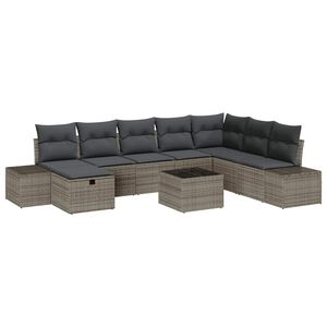 vidaXL Conjunto de Sof&aacute; de Jardim 9 pcs Cinzeto Rattan Sint&eacute;tico
