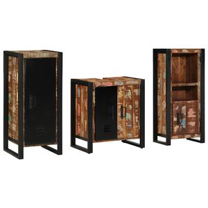 vidaXL Conjunto de M&oacute;veis para Banheiro 3 unid. Multicolorido e preto