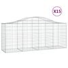 vidaXL Cestos gabi&atilde;o arqueados 15pcs 200x50x80/100cm ferro galvanizado