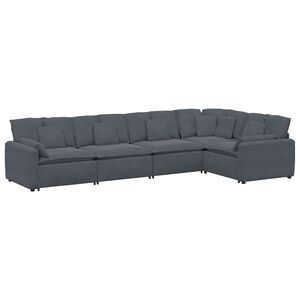 vidaXL Sof&aacute; modular com almofadas veludo cinzento-escuro