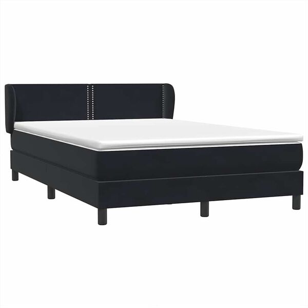 vidaXL Cama com molas/colch&atilde;o 140x210 cm veludo preto