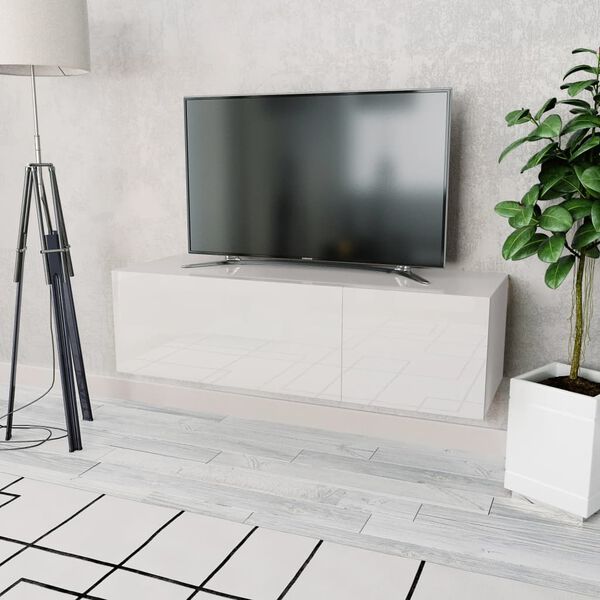 vidaXL Móvel de TV em aglomerado 120x40x34 cm branco brilhante