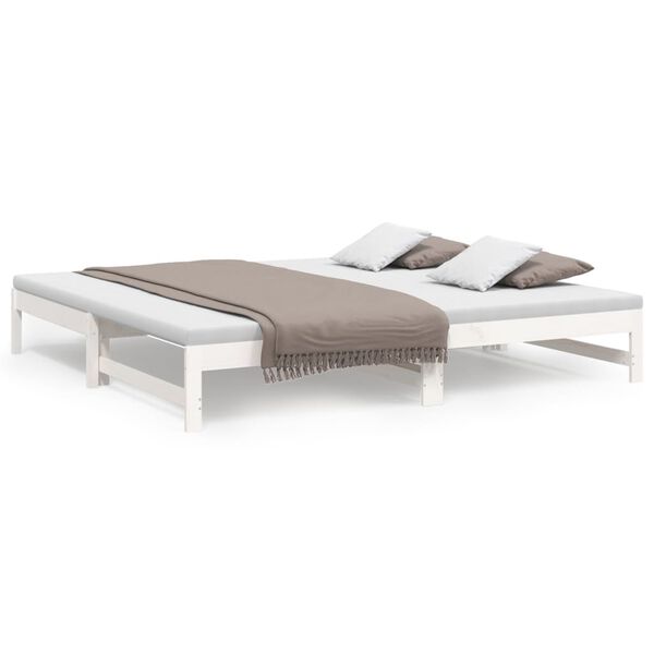 vidaXL Sofá-cama de puxar 2x(80x200) cm pinho maciço branco