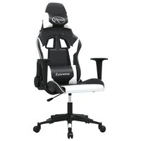 vidaXL Cadeira gaming couro artificial preto e branco