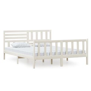 vidaXL Estrutura de cama 160x200 cm madeira maci&ccedil;a branco