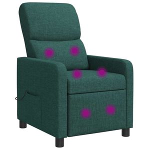 vidaXL Recliner de Massagem Verde-Escuro Tecido
