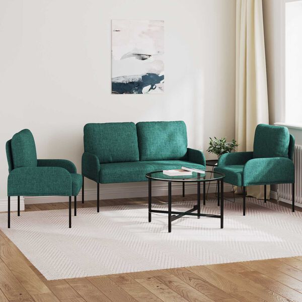 vidaXL Conjuntos de sof&aacute;s 3 pcs Verde Escuro 115 x 56 x 80 cm