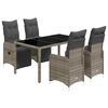 vidaXL 5 pcs conjunto bistr&ocirc; de jardim c/ almofad&otilde;es vime PE cinza