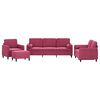 vidaXL 4 pcs conjunto de sof&aacute;s com almofadas veludo vermelho-tinto