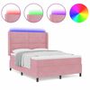 vidaXL Cama Box Spring com LED e Colch&atilde;o Rosa 140 x 190 cm Veludo