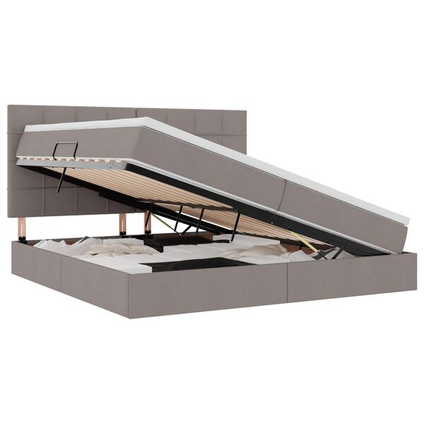 vidaXL Cama com arruma&ccedil;&atilde;o e LED Cinzento-acastanhado 200 x 200 cm