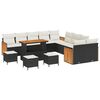 vidaXL Conjunto de Sof&aacute; de Jardim com almofada 14 pcs Preto e Creme