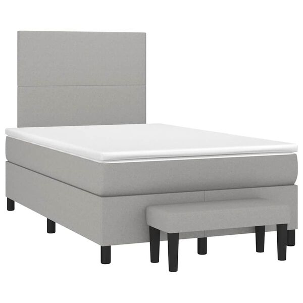 vidaXL Cama boxspring com colch&atilde;o 120x190 cm tecido cinzento-claro