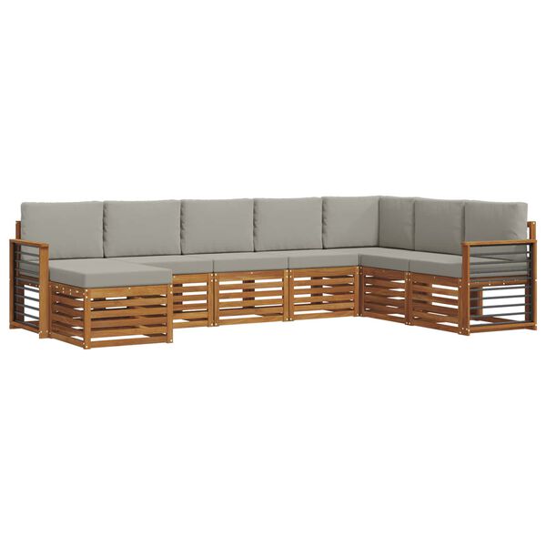 vidaXL Conjunto de Sof&aacute; Sectional 8 pcs Cinza Natural e Claro