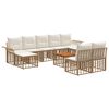 vidaXL Conjunto de Sof&aacute;s para Exterior 10 unid. Natural e Branco Creme