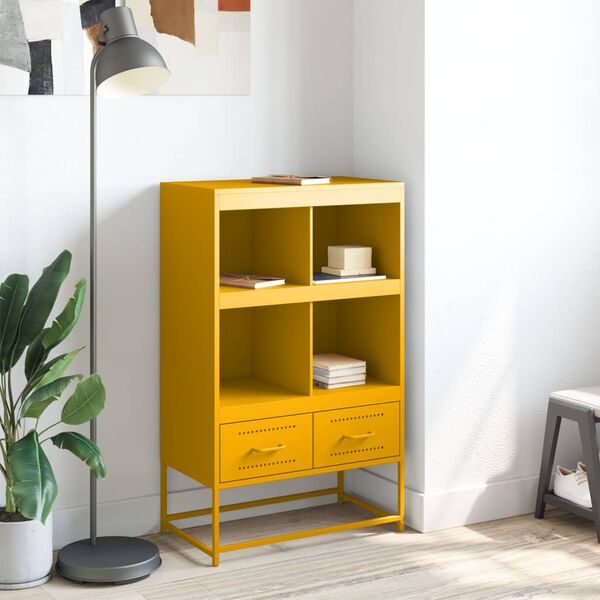 vidaXL Móvel alto 68x39x111,5 cm aço amarelo mostarda