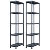 vidaXL Estantes de arruma&ccedil;&atilde;o 2 pcs preto 125 Kg 60x30x180 cm pl&aacute;stico