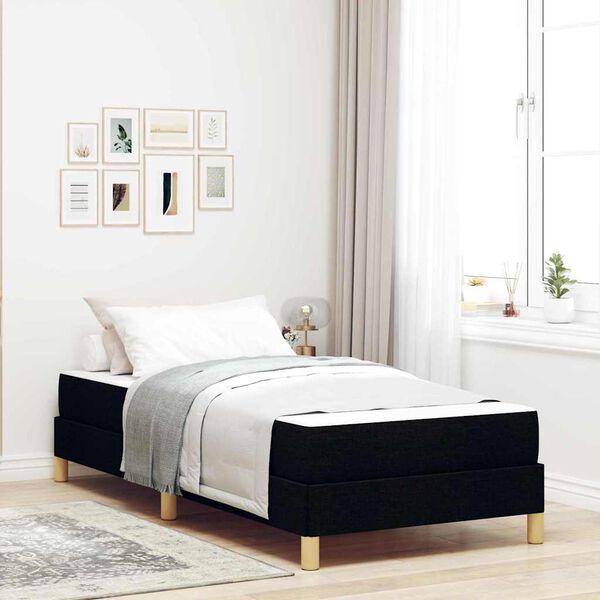 vidaXL Cama Box com colch&atilde;o Preto 90 x 200 cm tecido