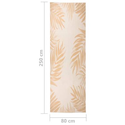 vidaXL Tapete de tecido plano para exterior 80x250 cm padrão folhas