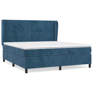 vidaXL Cama com molas/colch&atilde;o 180x200 cm veludo azul-escuro