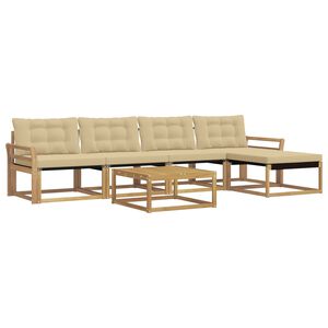 vidaXL Conjunto de Sof&aacute;s para Exterior 6 unid. Branco e Bege